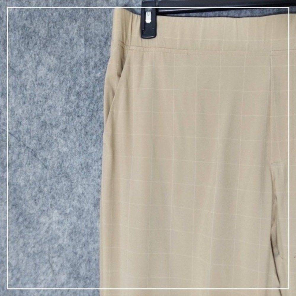 Athleta Brooklyn Pants Plus 20 Tan Windowpane Travel Stretch Tapered Pull On - Picture 2 of 11